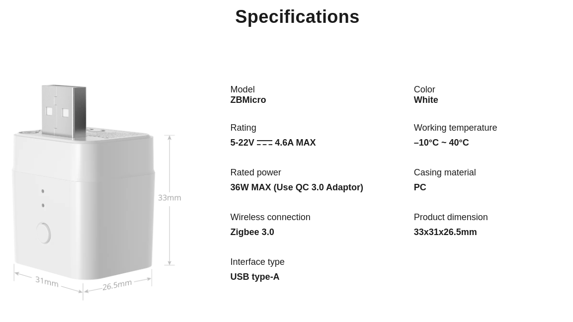 SONOFF Micro Zigbee USB Smart Adapter