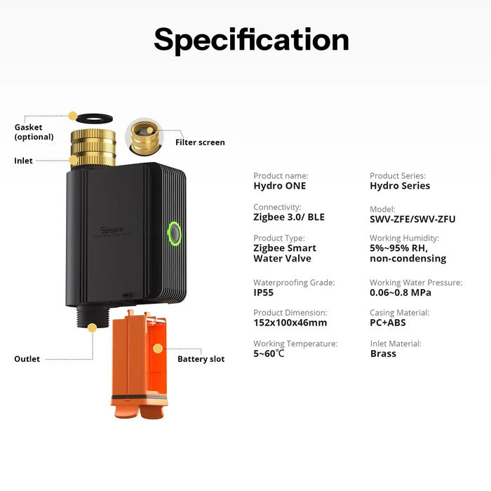 SONOFF Hydro One Zigbee Smart Water Valve