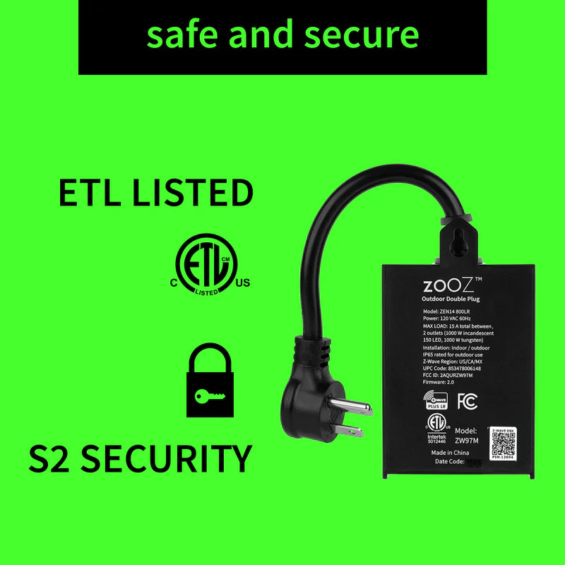 Zooz 800 Z-Wave Outdoor Double Plug