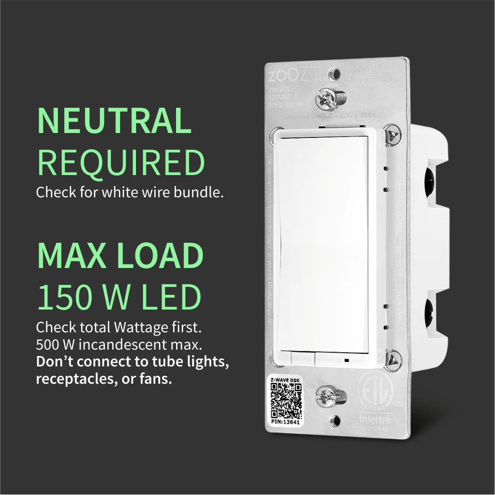 Zooz 800 Z-Wave Paddle Dimmer Switch ZEN72