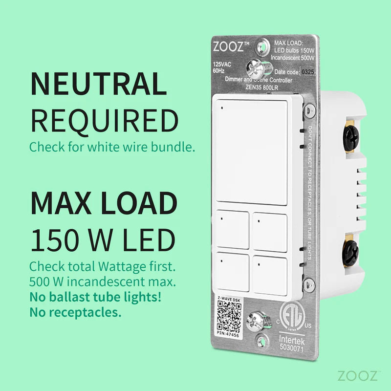 Zooz 800 Z-Wave Dimmer & Scene Controller