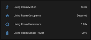 Motion, Occupancy, Illuminance, Sensor Power